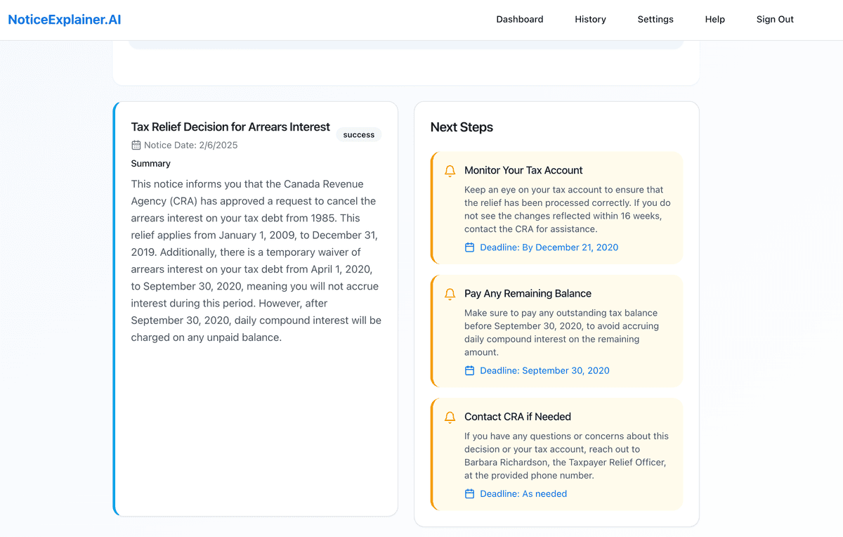 Notice Explainer AI